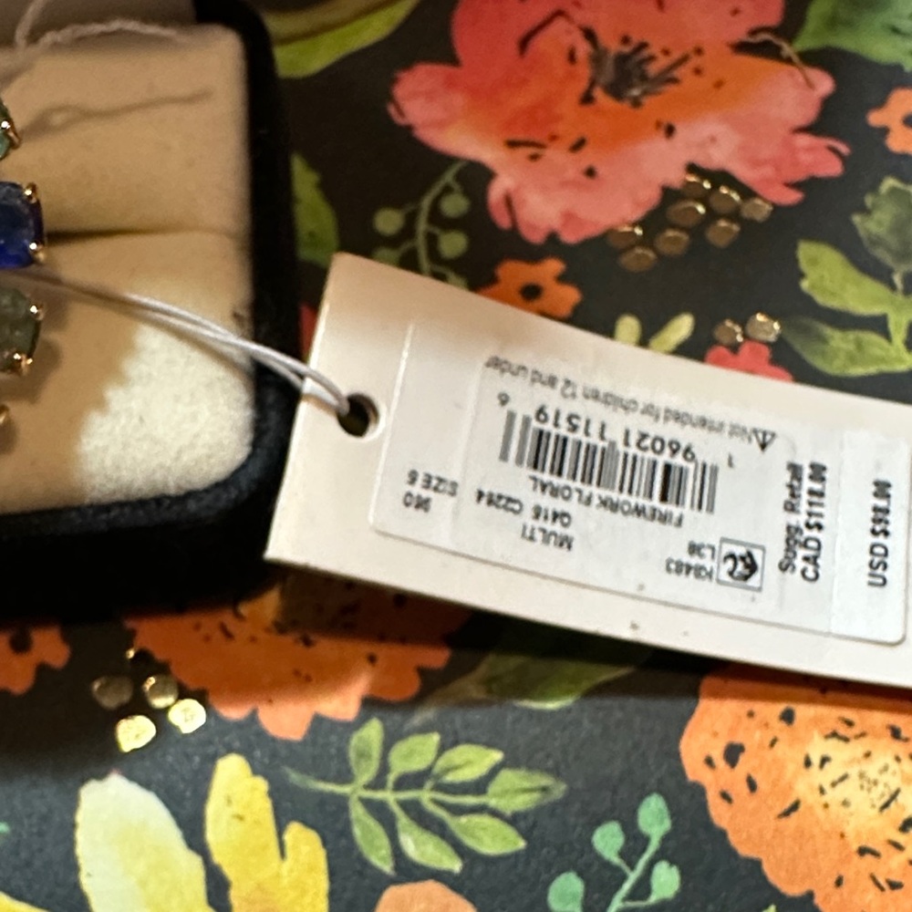 KATE SPADE fireworks floral multi ring sz5 NWT - Picture 3 of 7